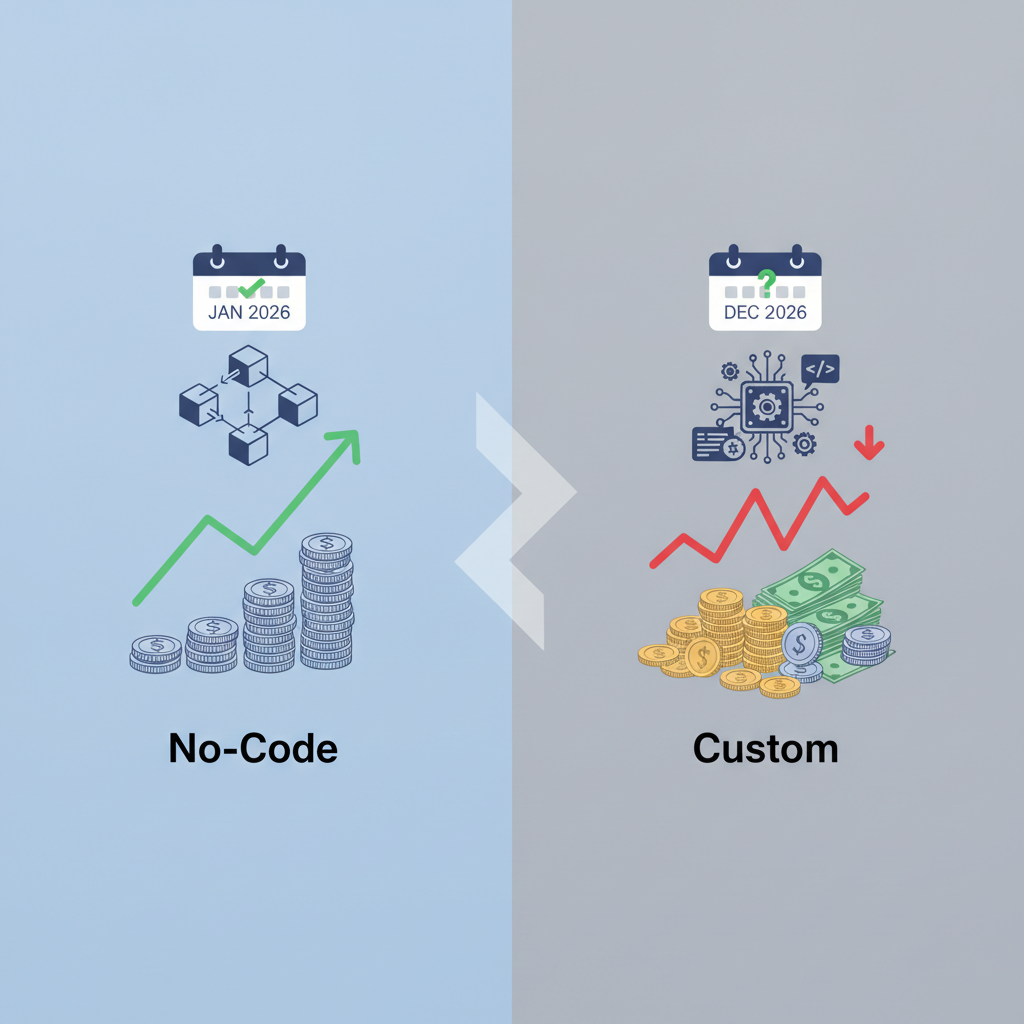 Cost Comparison: No-Code vs Custom in 2026 — illustration