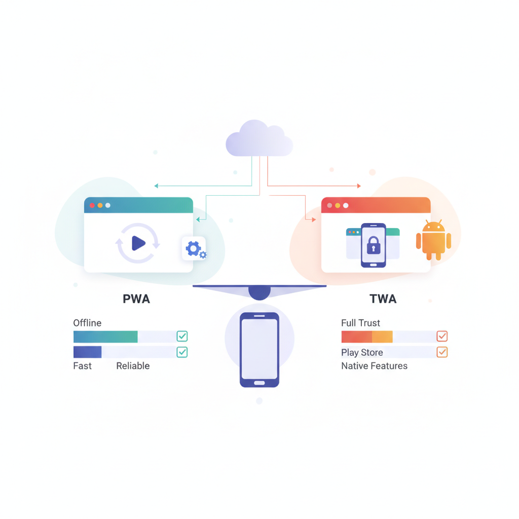 PWA vs TWA: At a Glance — illustration